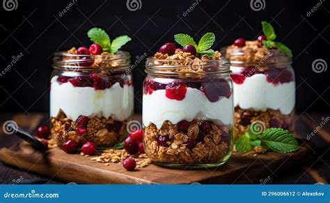 Yogurt Parfat with Cranberry and Cranberry Crunch Granola - calories, carbs, nutrition