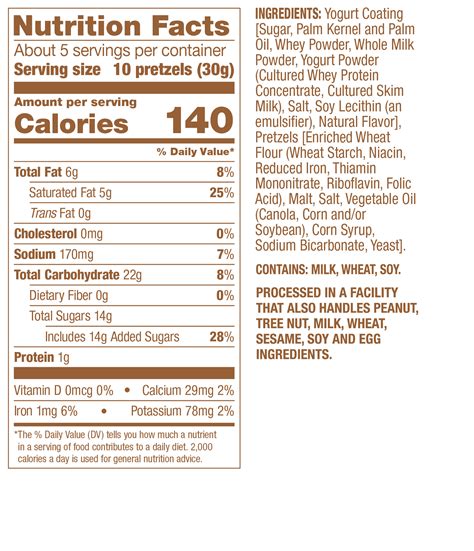 Yogurt Pretzels - calories, carbs, nutrition