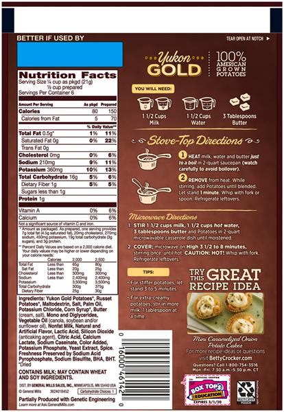 Yukon Gold Mashed Potatoes - calories, carbs, nutrition